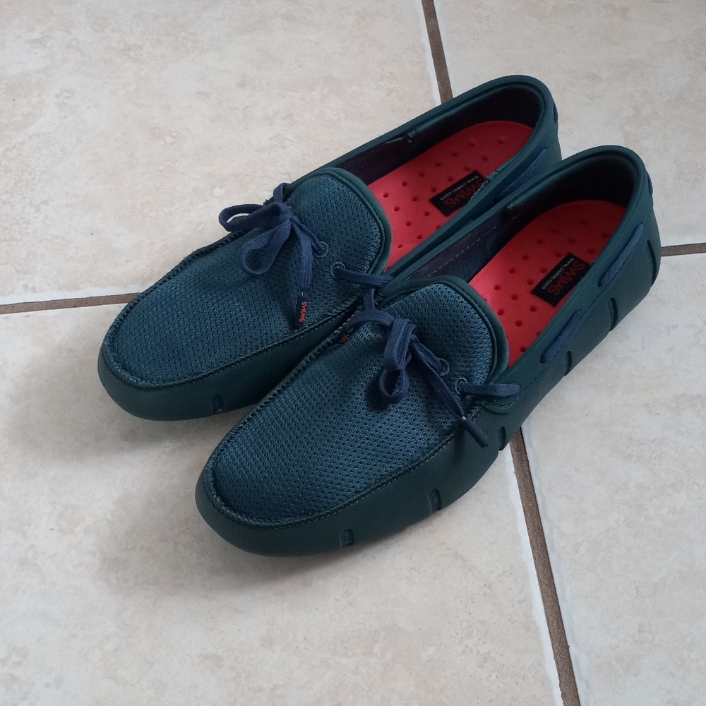 Swims Men's Lace Loafer Teal Green Camouflage 10US